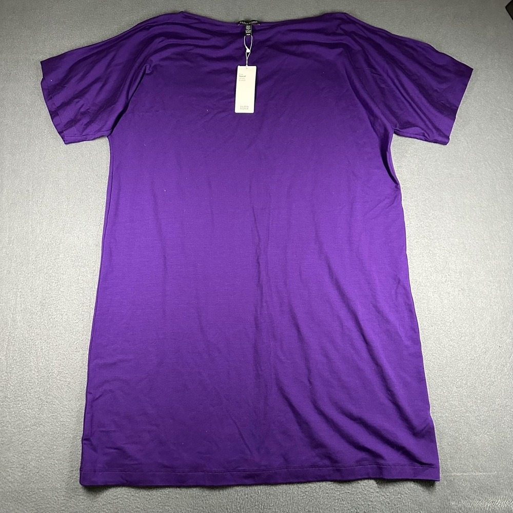 Eileen Fisher Dress Womens Medium Purple Tencel Jersey‎ Bateau Kimono Shift